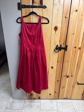 Altar'd State Red Midi Pleated-Strap Dress